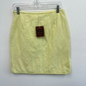 Trademark Quilted Aspasia Pencil Skirt in Lemonade Yellow Linen Blend Size 6